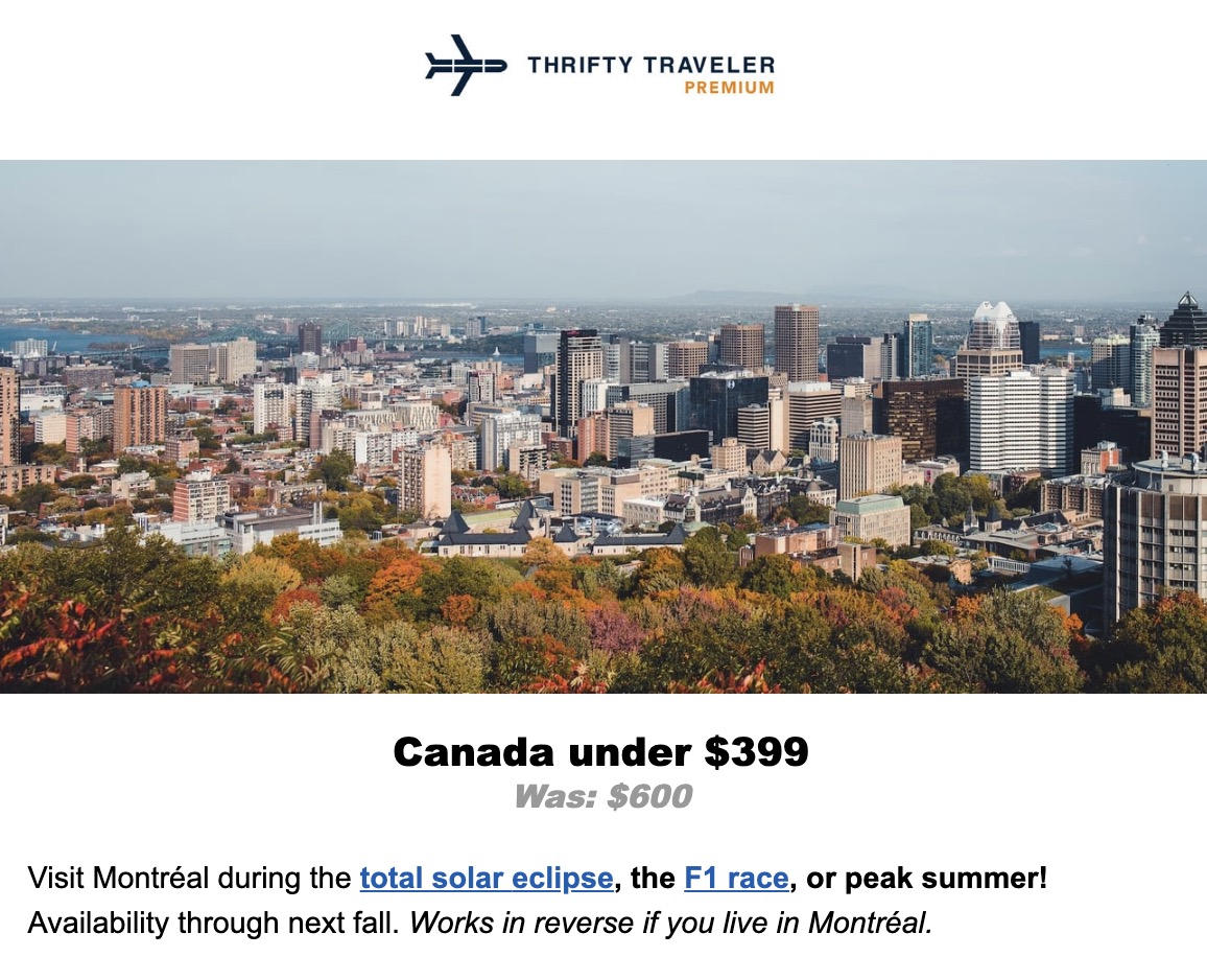 Montreal flight deal